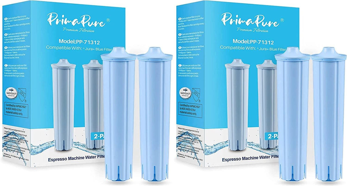 4-Pack PrimaPure Coffee Machine Water Filter Replacement for Jura Clearyl  Blue 71445, 67879, ENA3, ENA5, J6, J9, J95 Certified To NSF / ANSI 42 by