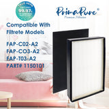 2-Pack PrimaPure H13 True HEPA Filter Replacement for Filtrete Room Air Purifier 1150101, FAP-C02-A2, FAP-C03-A2, FAP-T03-A2, FAP-SC02L, 2 HEPA Filters + 4 Carbon Filters