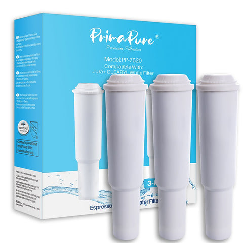 3-Pack PrimaPure Espresso Coffee Machine Water Filter Replacement For Jura Capresso Clearyl White 64553 / 01 Certified To NSF / ANSI 42 by IAPMO R&T